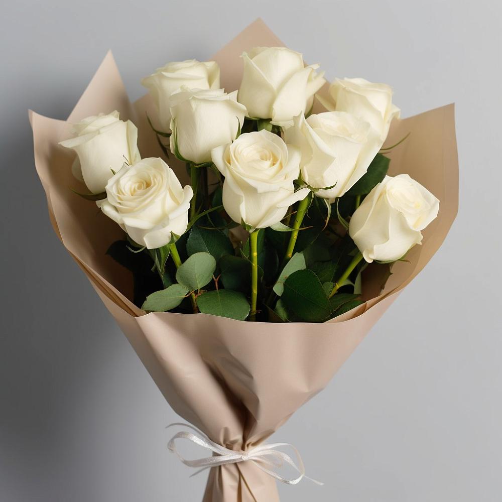 Букет 9 Белых роз Эдлесс Лав в Бугульму