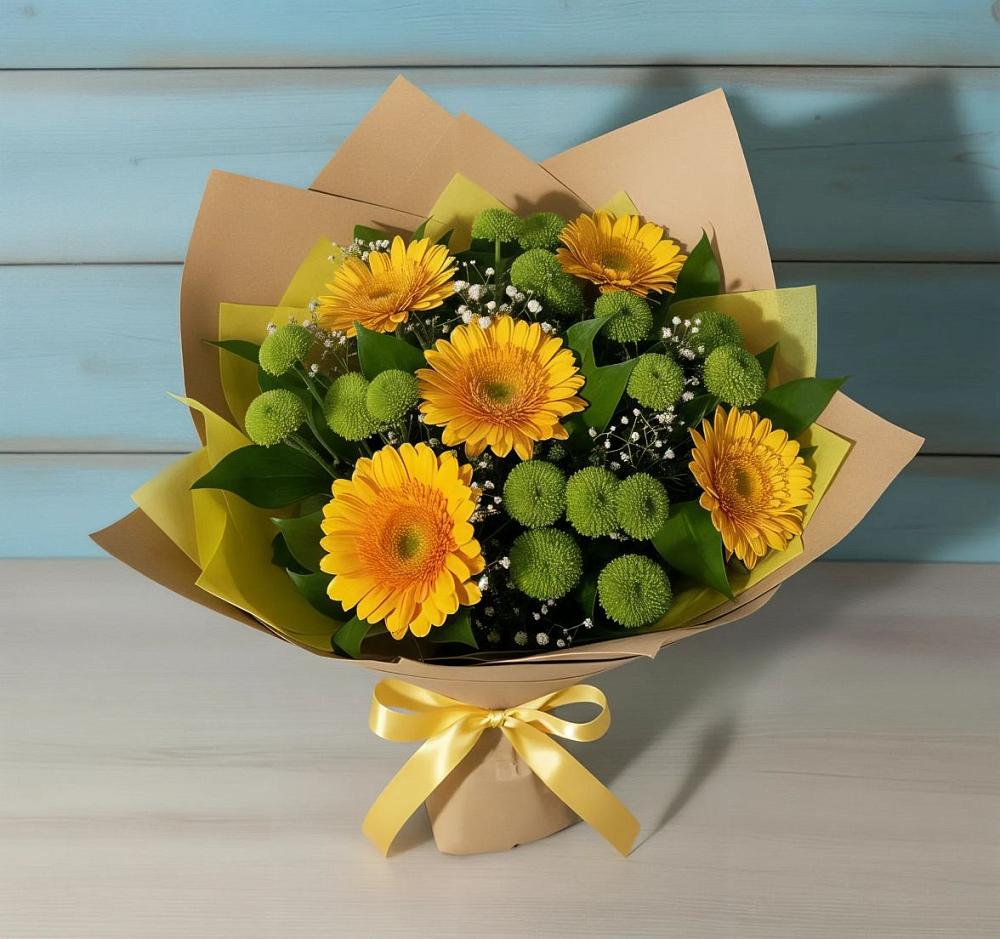 Букет цветов из: Герберы и Хризантемы в Бугульму