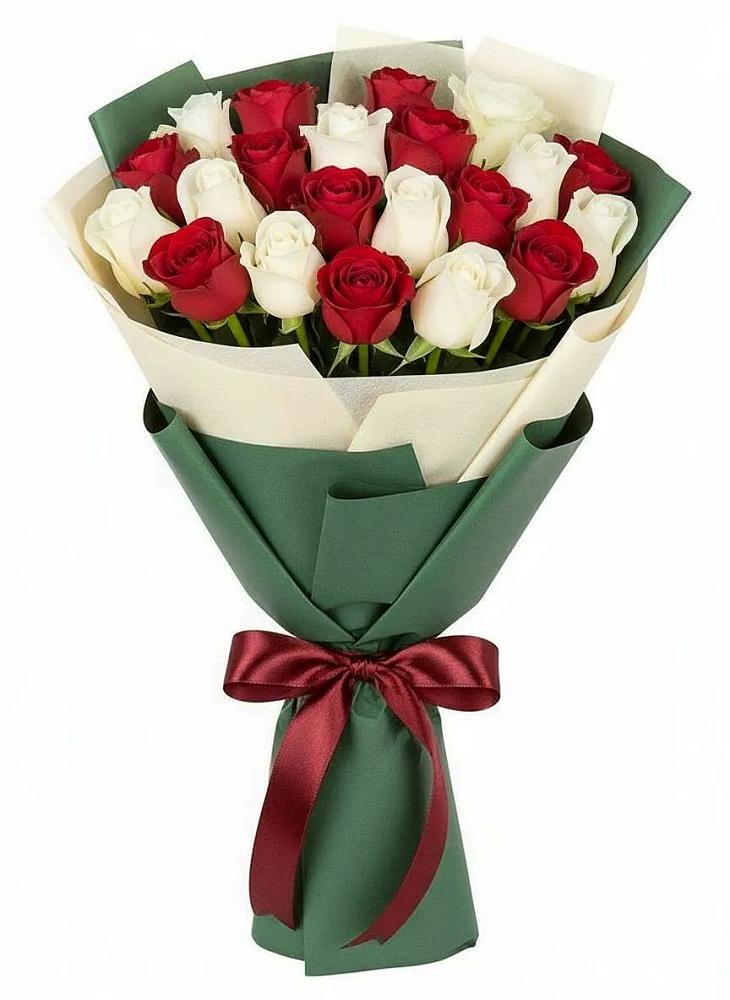 Букет Микс из красных и белых роз в Бугульму