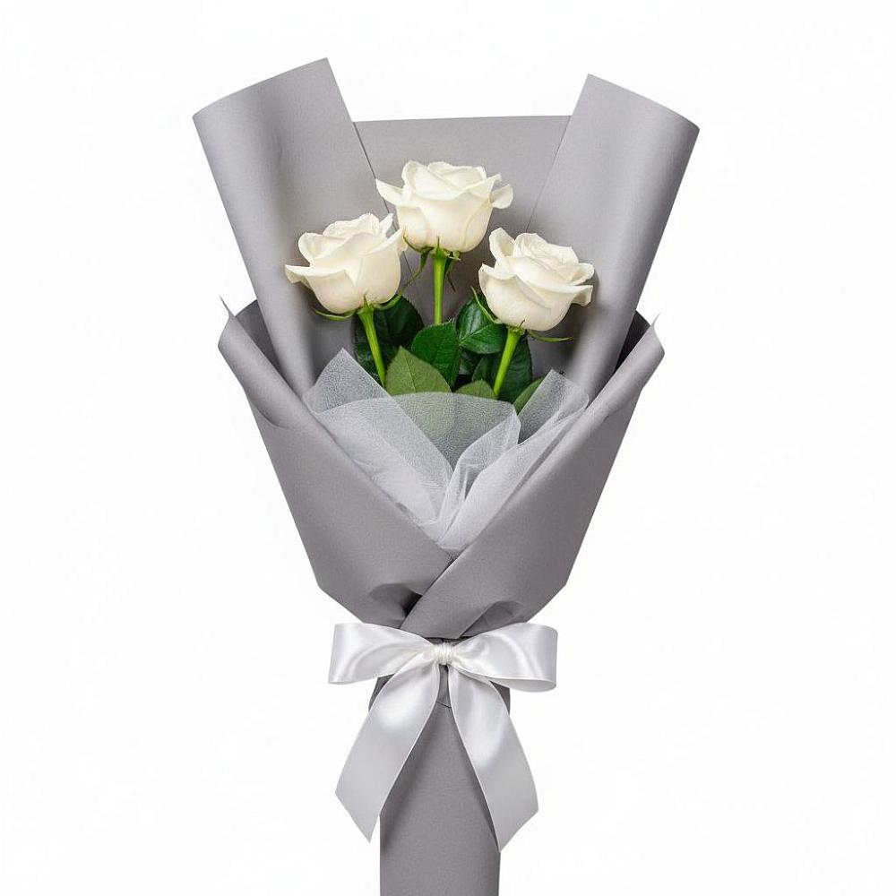 Букет 3 белые розы в Бугульму