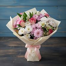 Букет цветов из:  Хризантемы, Альстромерии и Розы в Бугульму
