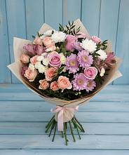 Букет цветов из:  Хризантемы, Розы и Альстромерии в Бугульму