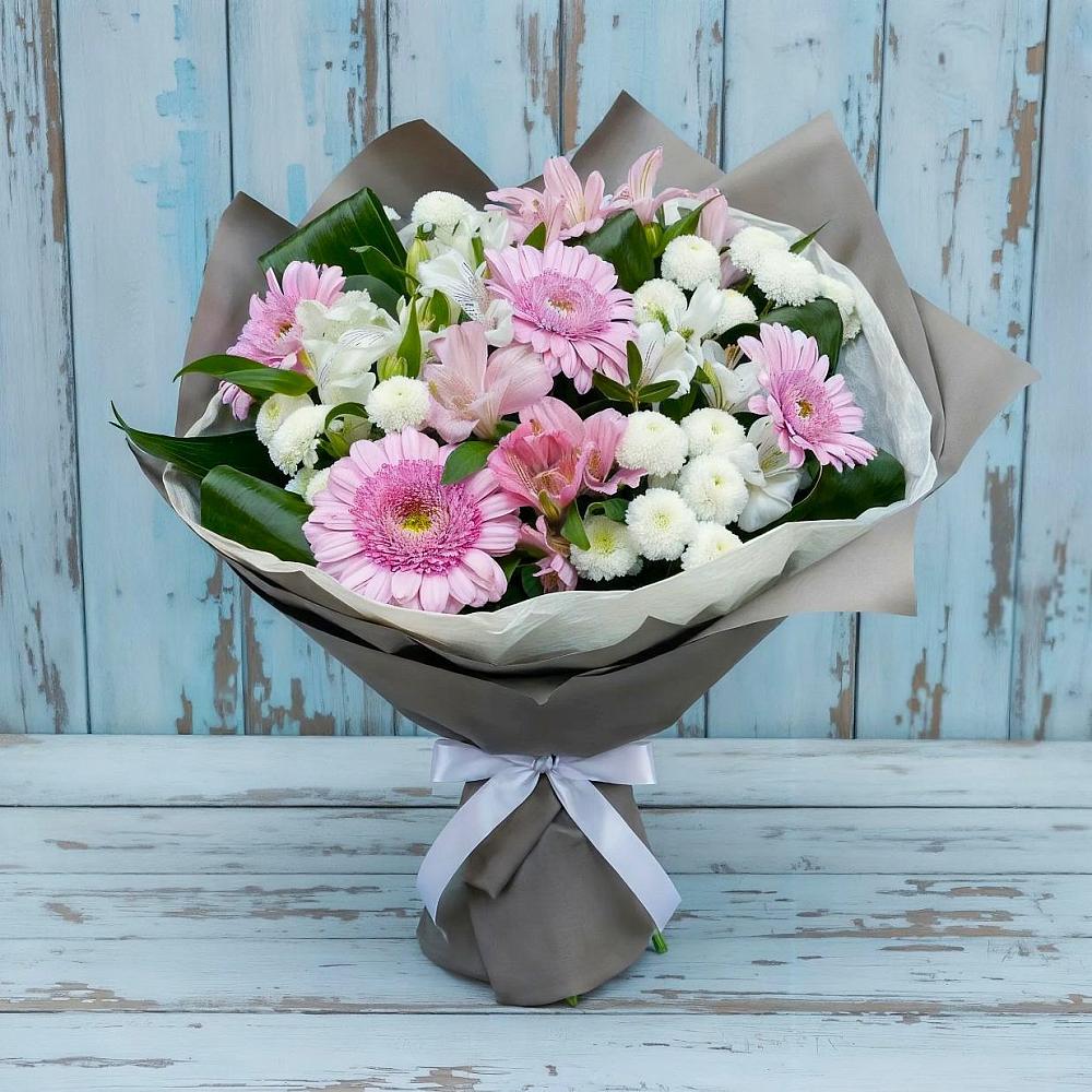 Букет цветов из: Герберы, Альстромерии и Хризантемы в Бугульму