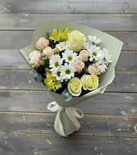 Букет цветов из:  Альстромерии, Розы и Хризантемы в Бугульму