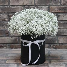 Цветочная композиция из Гипсофила в шляпной коробке в Бугульму
